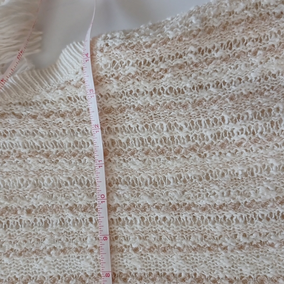Free people top cream sweater fringed sleeves crochet woven size xs - Picture 12 of 12